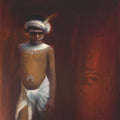 Figurative oil painting titled 'The Hunter', 43x34 inches, by artist Pramod Kurlekar on Canvas