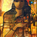Figurative acrylic painting titled 'The Indian Woman 3', 36x24 inches, by artist Sachin Sagare on Canvas
