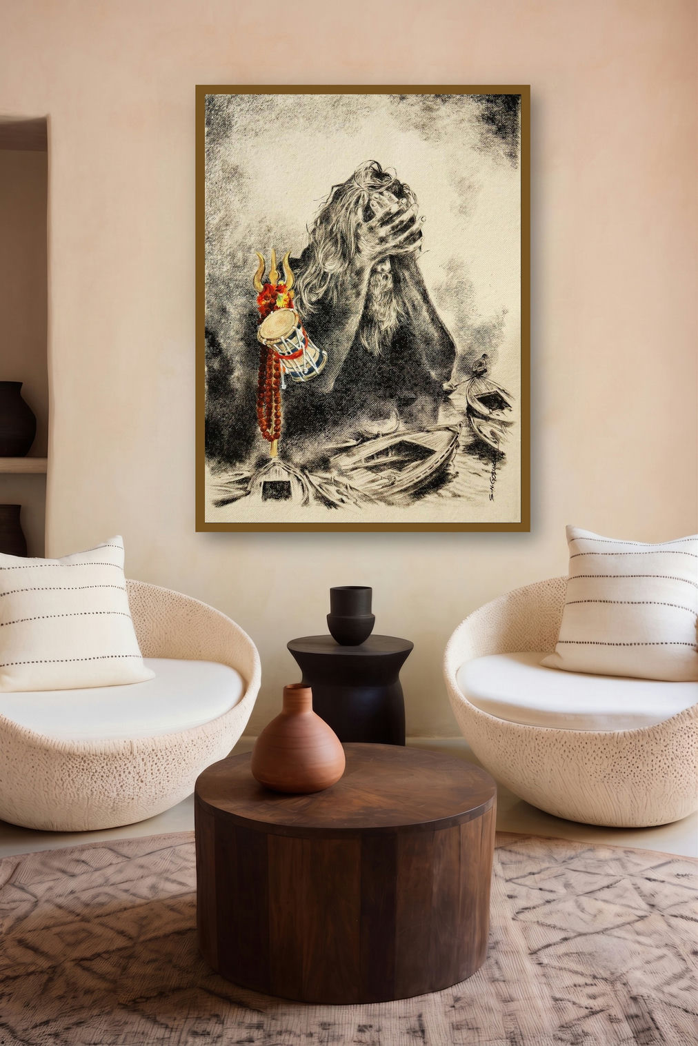 The Lost Saint (Cosmic Anguish) by artist Shambhu Nath Goswami displayed in a Boutique gallery