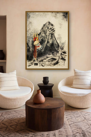 The Lost Saint (Cosmic Anguish) by artist Shambhu Nath Goswami displayed in a Boutique gallery