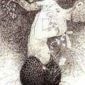 Figurative pen ink drawing titled 'The Lost Seed', 14x11 inches, by artist Pratap Chakraborty on Paper