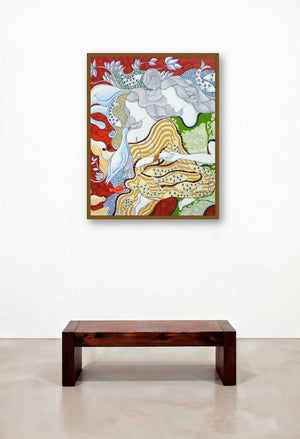 The Lovers (Twin Souls) by artist Hariom Kuthwaria displayed in a Minimalist Dining Room