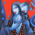 Figurative acrylic painting titled 'The Mask 3', 20x19 inches, by artist Samir Sarkar on Canvas
