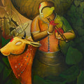 Religious acrylic painting titled 'The Mesmerizing Tunes 19', 36x47 inches, by artist Anupam Pal on canvas