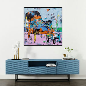 'The Mighty Chair 1 (The Cozy Corner)' painting by Prashalee Gaikwad shown on a wall in a furnished room.