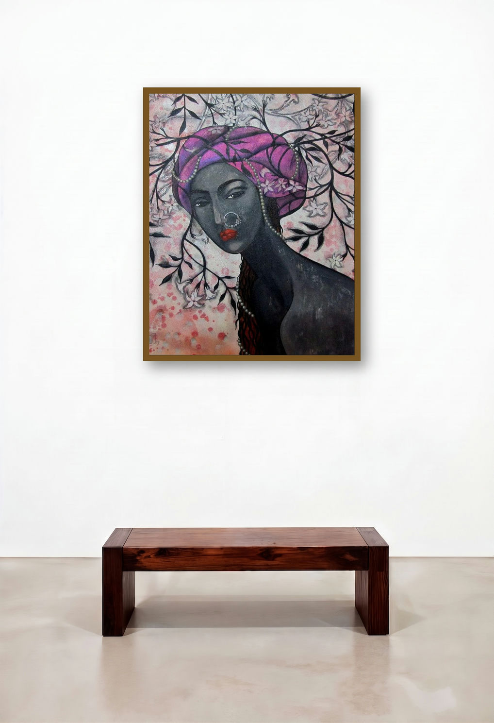 The Mind Weaving Designs by artist Suruchi Jamkar displayed in a Scandinavian Library