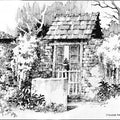 Scenic pen drawing titled 'The Open Door', 11x14 inches, by artist Sankara Babu on Paper