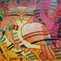 Figurative acrylic painting titled 'The Owl', 12x12 inches, by artist DEVIRANI DASGUPTA on Canvas Board