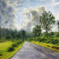 Landscape watercolor painting titled 'The Play Of Sky', 17x12 inches, by artist Niketan Bhalerao on Watercolour On Paper