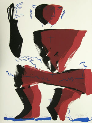 The Presence by Jatin Das, Serigraph Serigraphs Figurative Painting on Paper, Medium Vertical Wall Art