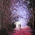 Nature oil painting titled 'The Purple Monsoon', 38x20 inches, by artist Ganesh Panda on Canvas