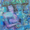 Figurative acrylic painting titled 'The Rain', 52x36 inches, by artist Madan Lal on Canvas