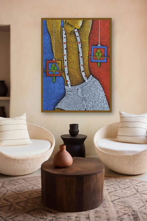 The Resting King (The Bird Whisperer) by artist Satyajeet Shinde displayed in a Luxury gallery