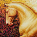 Animals oil painting titled 'The Royal Horse 2', 29x26 inches, by artist Pradeep Kumar on Canvas
