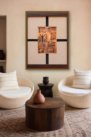 The Sindhu Series 10 (A Chronicle of Symbols) by artist Kajal Gaitonde displayed in a Contemporary gallery