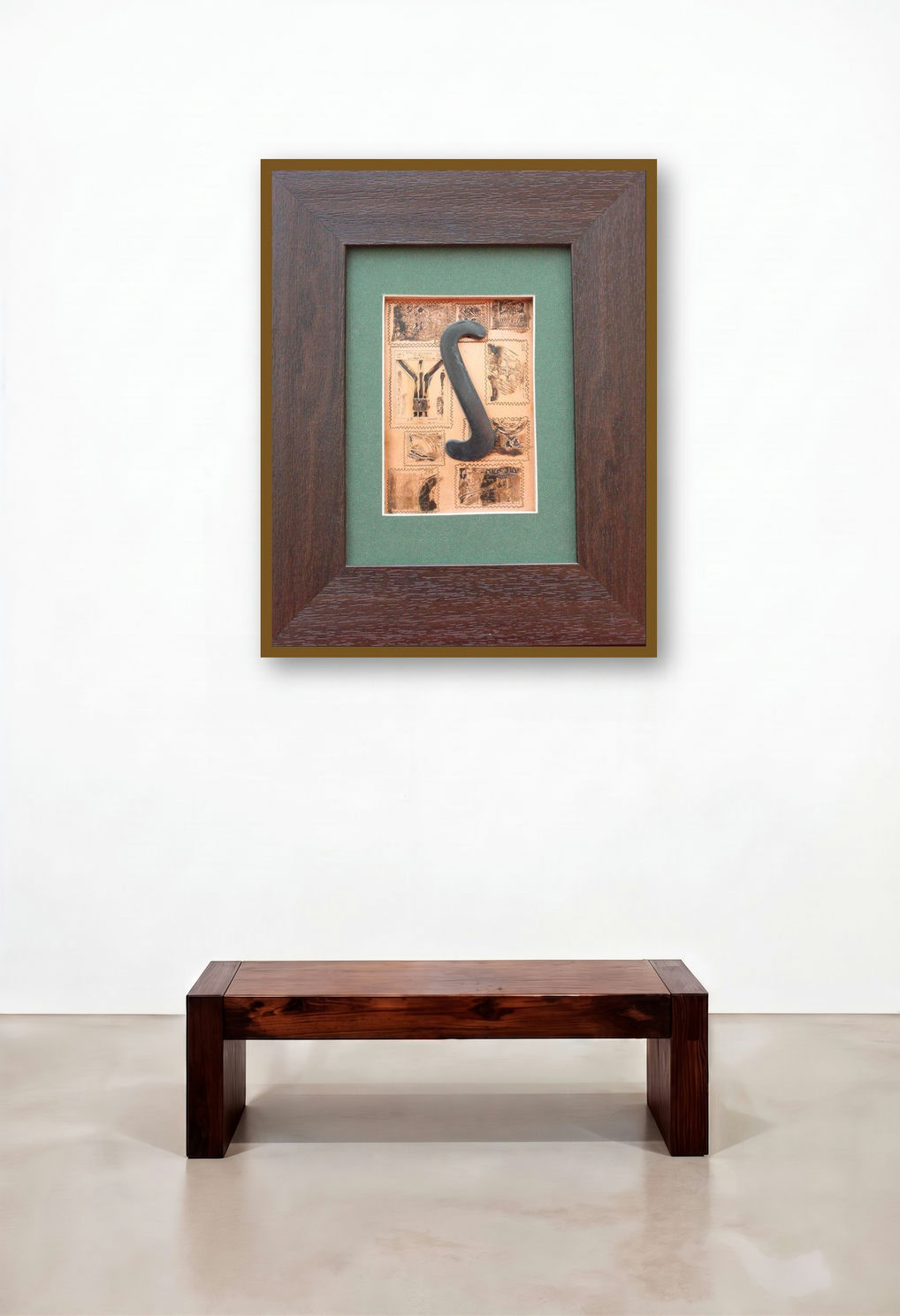 The Sindhu Series 13 (A Curved Enigma) by artist Kajal Gaitonde displayed in a Eclectic Library