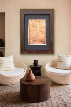 The Sindhu Series 14 (Tales in Copper) by artist Kajal Gaitonde displayed in a Designer gallery