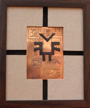 The Sindhu Series 15 (A Symbols Journey) by Kajal Gaitonde, Original Mixed Media Abstract Painting on Wood, X-Small Vertical Wall Art
