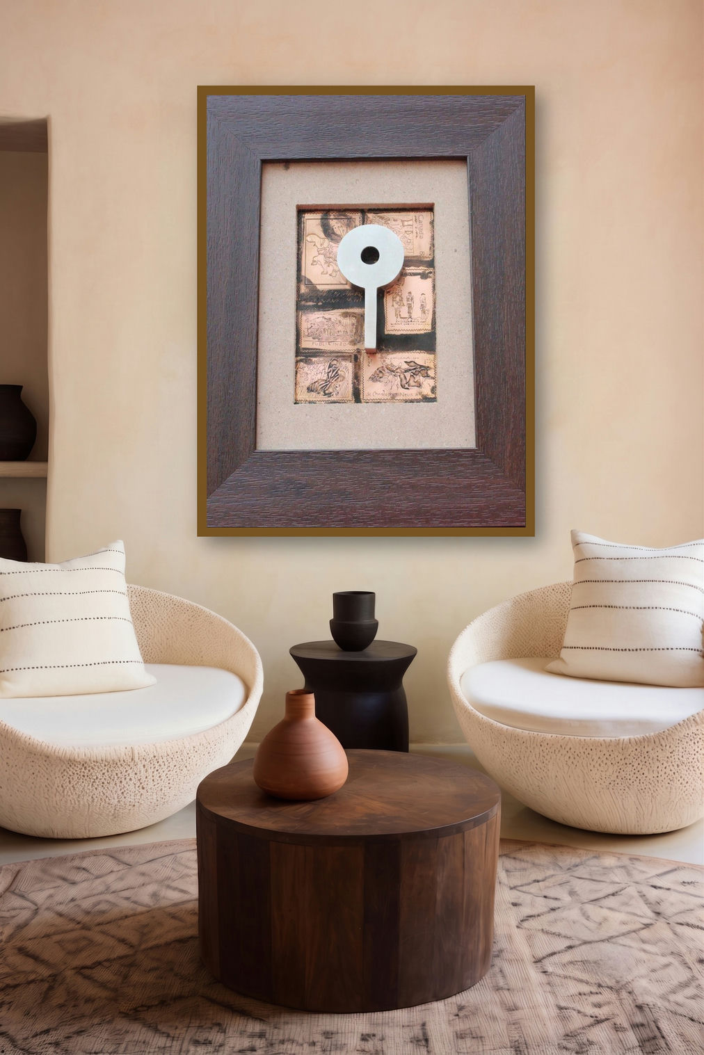 The Sindhu Series 3 (Unlocking the Past) by artist Kajal Gaitonde displayed in a Luxury gallery