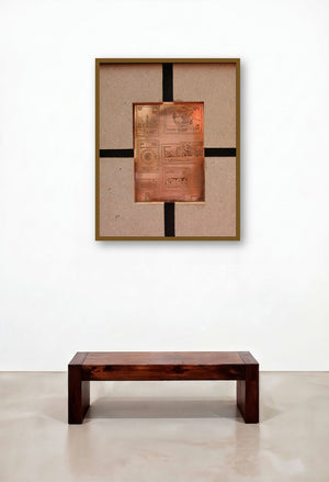The Sindhu Series 4 (Stories Etched in Time) by artist Kajal Gaitonde displayed in a Minimalist Penthouse