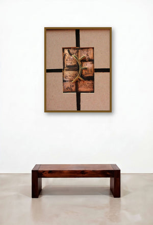 The Sindhu Series 5 (A Mark in Time) by artist Kajal Gaitonde displayed in a Designer Family Room