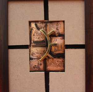 The Sindhu Series 5 (A Mark in Time) by Kajal Gaitonde, Original Mixed Media Abstract Painting on Wood, X-Small Horizontal Wall Art