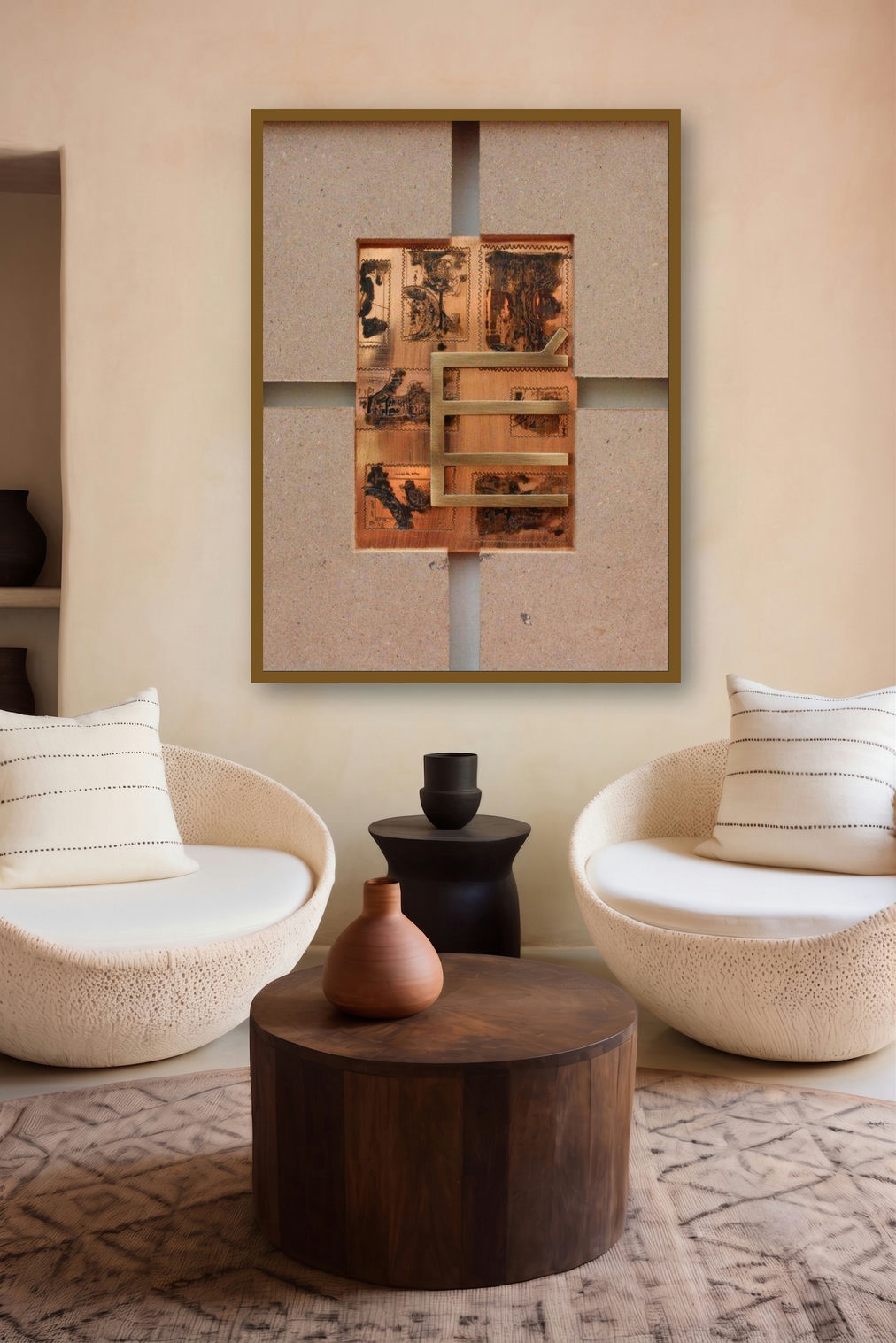 The Sindhu Series 7 (A Symbol in Bronze) by artist Kajal Gaitonde displayed in a Modern gallery