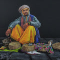 Figurative color pencil drawing titled 'The Snake Catcher', 20x28 inches, by artist Sachin Revankar on Paper