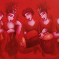 Figurative acrylic painting titled 'The Sound 2', 36x72 inches, by artist Samir Sarkar on Canvas