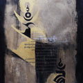 Calligraphy acrylic painting titled 'The Spirutual Text', 48x36 inches, by artist Shubhangi Gade on Canvas