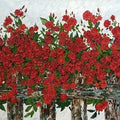Nature oil painting titled 'The Sweet Scent Of Roses', 24x52 inches, by artist Shilpi Singh Patel on Canvas