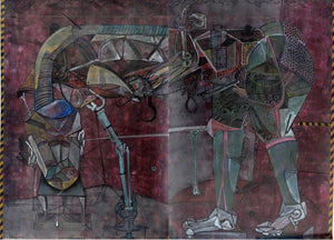 contemporary watercolor painting titled 'The Tear 2', 43x59 inches, by artist Hrusikesh Biswal on Acid Free Paper