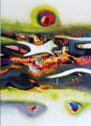 The Third Eye (Solar Symphony) by Deepak Guddadakeri, Original Acrylic Abstract Painting on Canvas, Large Vertical Wall Art