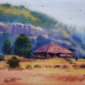 Landscape watercolor painting titled 'The Traditional House ', 12x8 inches, by artist Niketan Bhalerao on Paper