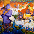 Religious acrylic painting titled 'The Tune Of Love', 48x60 inches, by artist Arjun Das on Canvas
