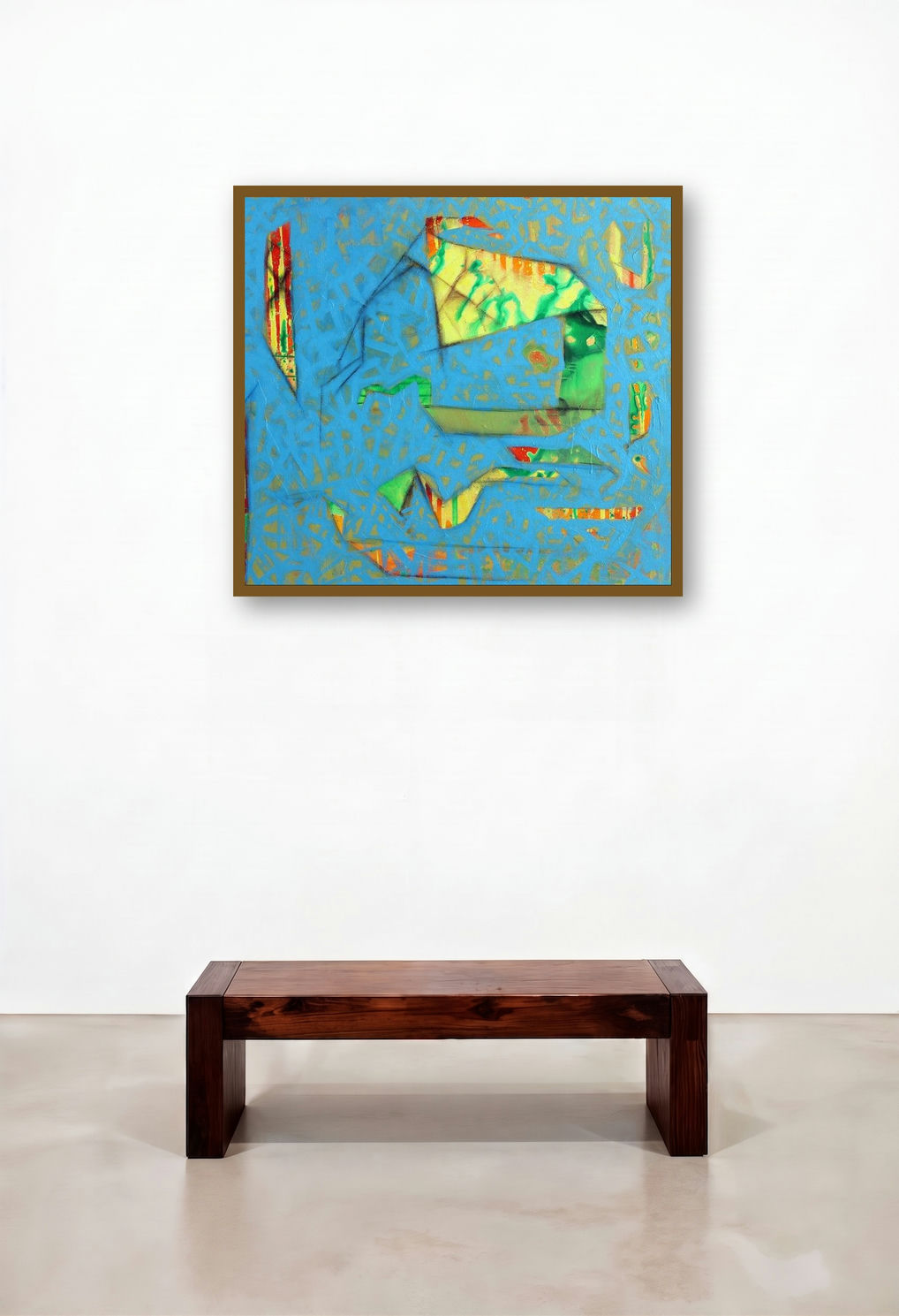 The Twist 1 (Blue Rhapsody) by artist Kishor Gaonkar displayed in a Mid-Century Modern Home Office
