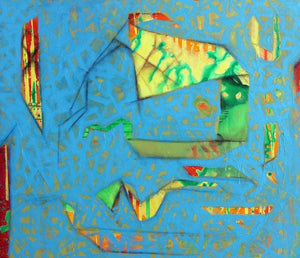 The Twist 1 (Blue Rhapsody) by Kishor Gaonkar, Original Acrylic Abstract Painting on Canvas, Large Horizontal Wall Art