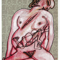contemporary serigraphs painting titled 'The Unborn Child', 62x45 inches, by artist Jogen Chowdhury on Paper
