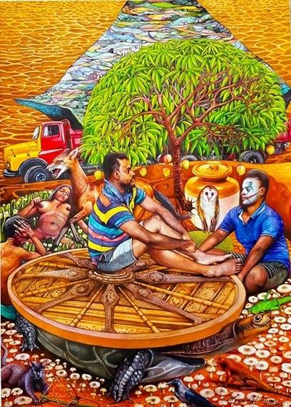 The Wheel Of Life Painting by Anoop Mv | ArtZolo.com