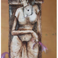 Figurative oil painting titled 'The Woman Figure', 36x48 inches, by artist Manoj Muneshwar on Canvas