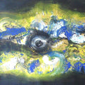 Abstract acrylic painting titled 'The Yellow Eye', 36x18 inches, by artist Deepak Guddadakeri on Canvas