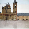 Cityscape watercolor painting titled 'Theatine Church Munich Germany', 7x11 inches, by artist Arunava Ray on Paper