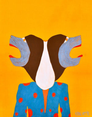 There Was A Time (The Double Persona) by Shantala Palat, Original Acrylic Contemporary Painting on Paper, X-Small Vertical Wall Art
