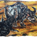 They Are Friends Of My City 4' animals acrylic painting by artist Pintu Biswas, 27x34 inch, on handmade paper