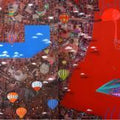 Abstract acrylic painting titled 'Think About The Space', 48x120 inches, by artist Govind Biswas on Canvas