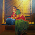 'Thinking' figurative oil painting by artist Kamal Rao, 48x36 inch, on canvas