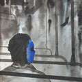 Figurative watercolor painting titled 'Thinking In Bus', 30x22 inches, by artist Manish  Sutar on Paper
