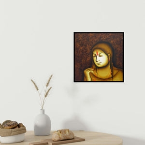 In-situ view of Monica's 'Thinking Woman' painting in a room