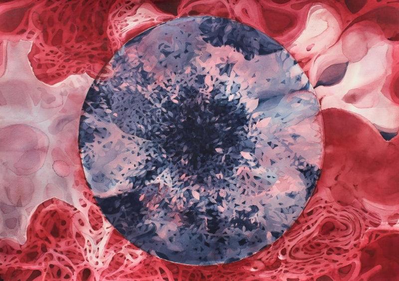 Abstract watercolor painting titled 'Third Eye', 30x41 inches, by artist Sajal Sarkar on Paper