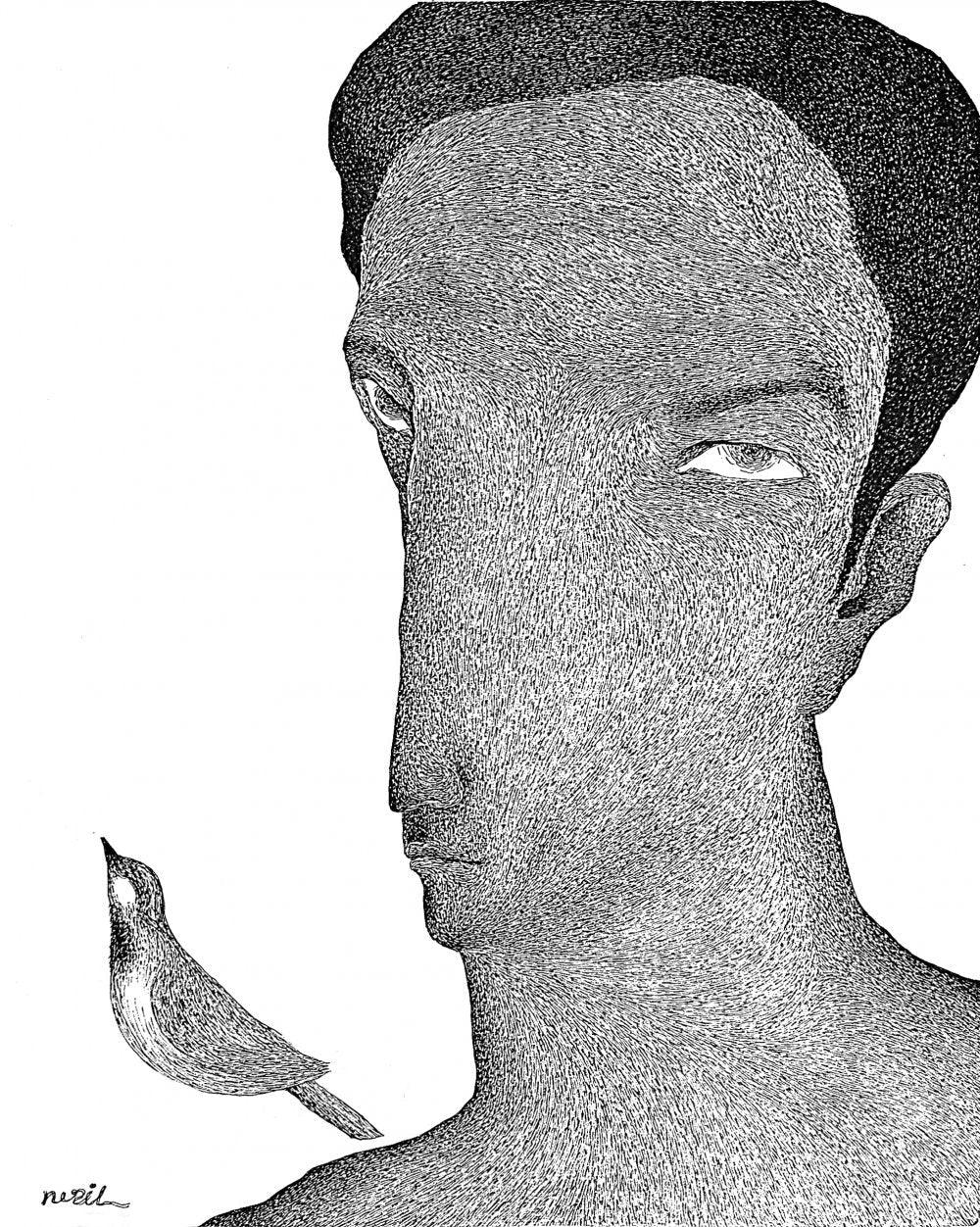 Nature pen drawing titled 'Thirst 66', 22x30 inches, by artist Nuril Bhosale on Paper